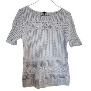 Talbots Open Knit Crochet Cotton Sweater Coastal Beachy NEW Cottage Boho Spring